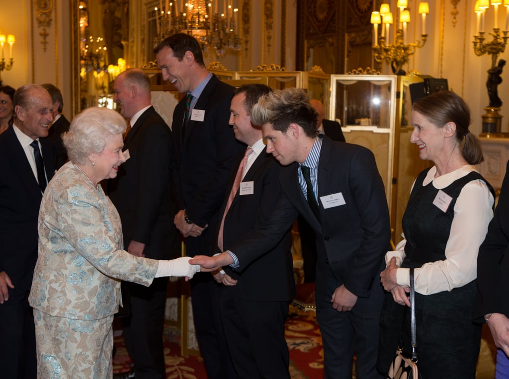 One Direction's Niall Horan met the queen at Buckingham Palace in March 2014.