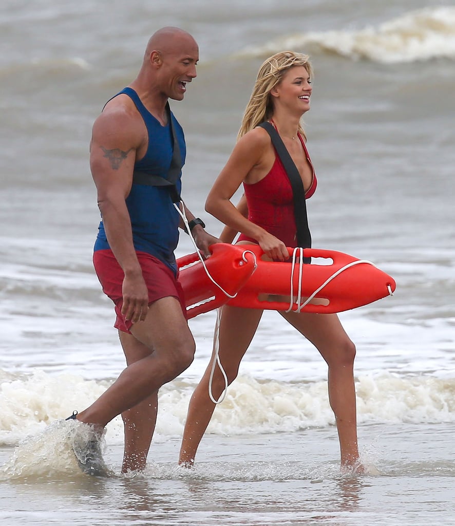 Zac Efron and Dwayne Johnson on the Set of Baywatch