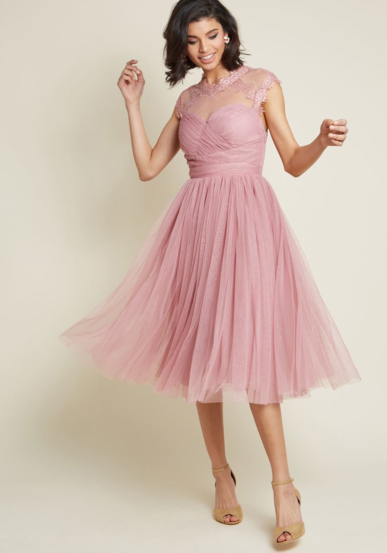 Emphasis on Opulence Fit and Flare Dress in Dusty Rose