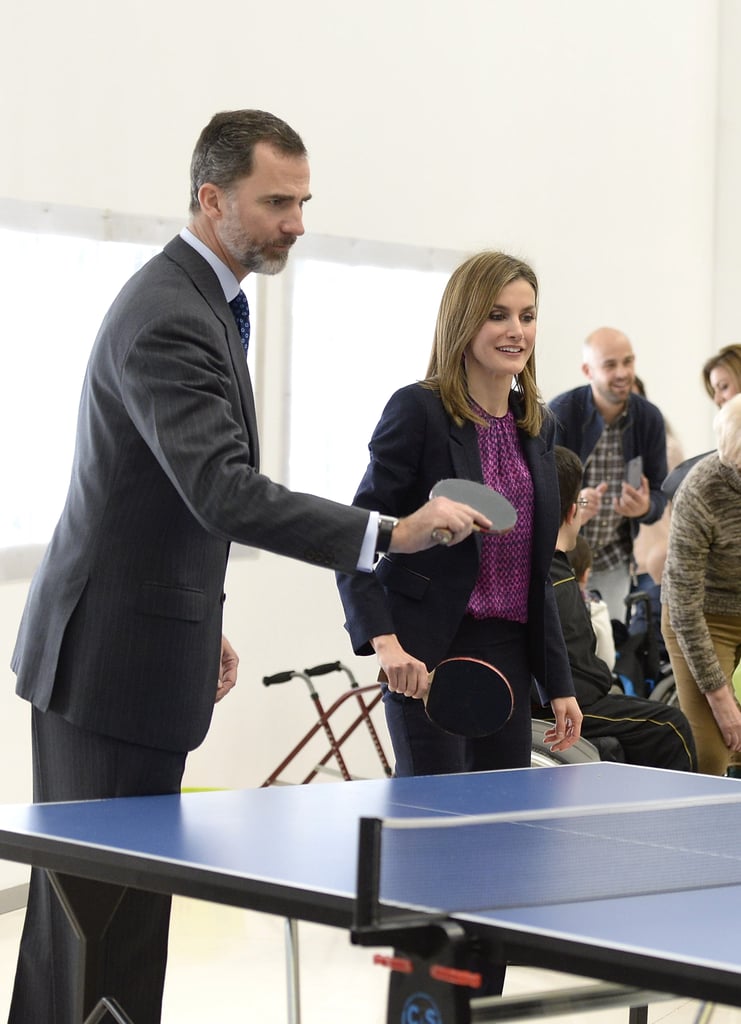 King Felipe VI and Queen Letizia play a game of Ping-Pong.