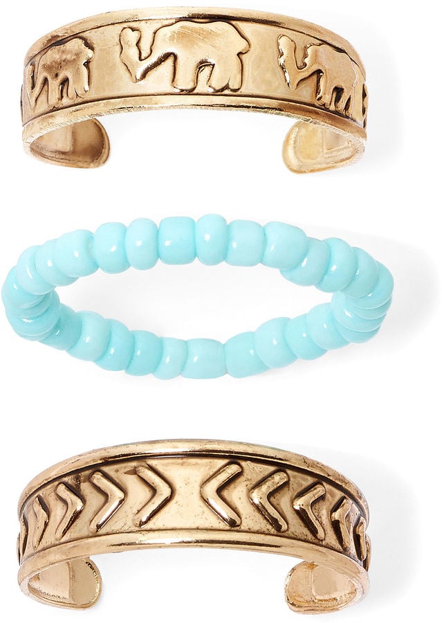 Arizona 3-Piece Gold-Tone Elephant Toe Ring Set ($10)