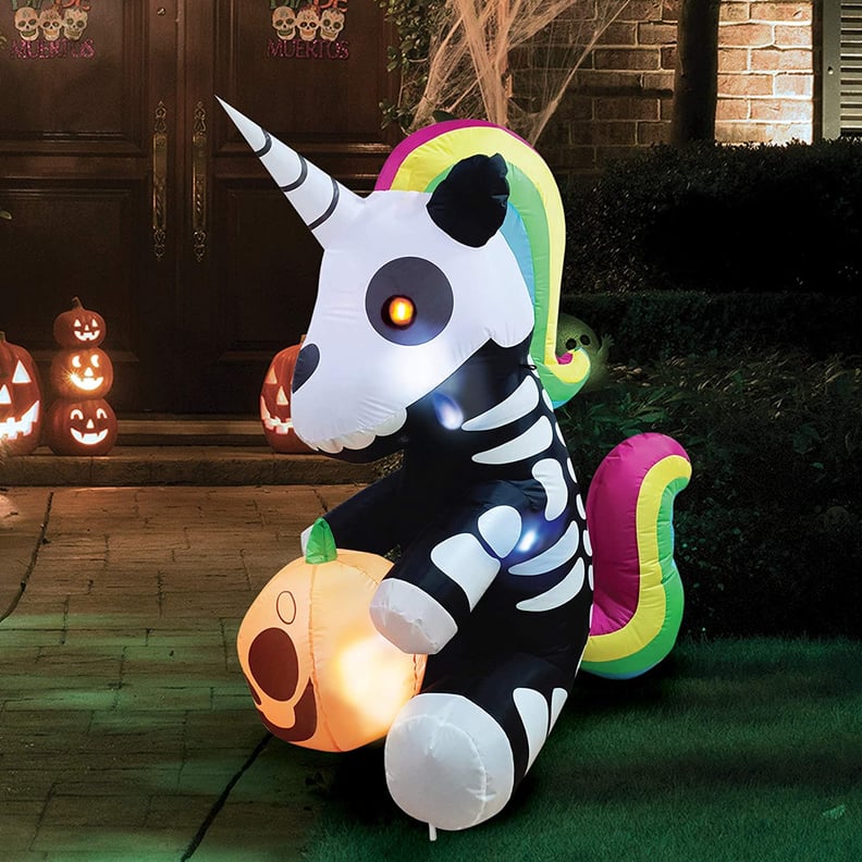Inflatable Sitting Skeleton Unicorn Yard Decoration