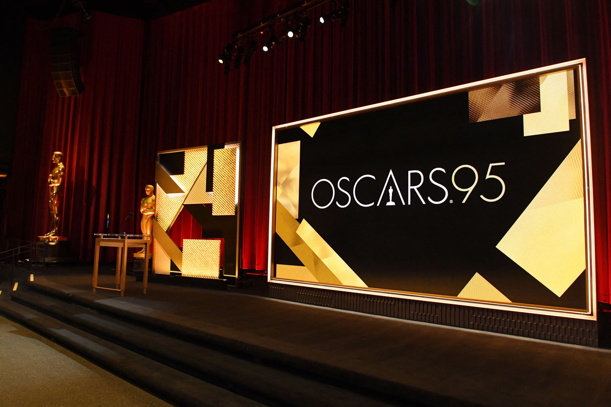 The stage is set for the 95th Academy Awards nominations announcement at the Samuel Goldwyn Theater in Beverly Hills, California, on January 24, 2023. (Photo by VALERIE MACON / AFP) (Photo by VALERIE MACON/AFP via Getty Images)
