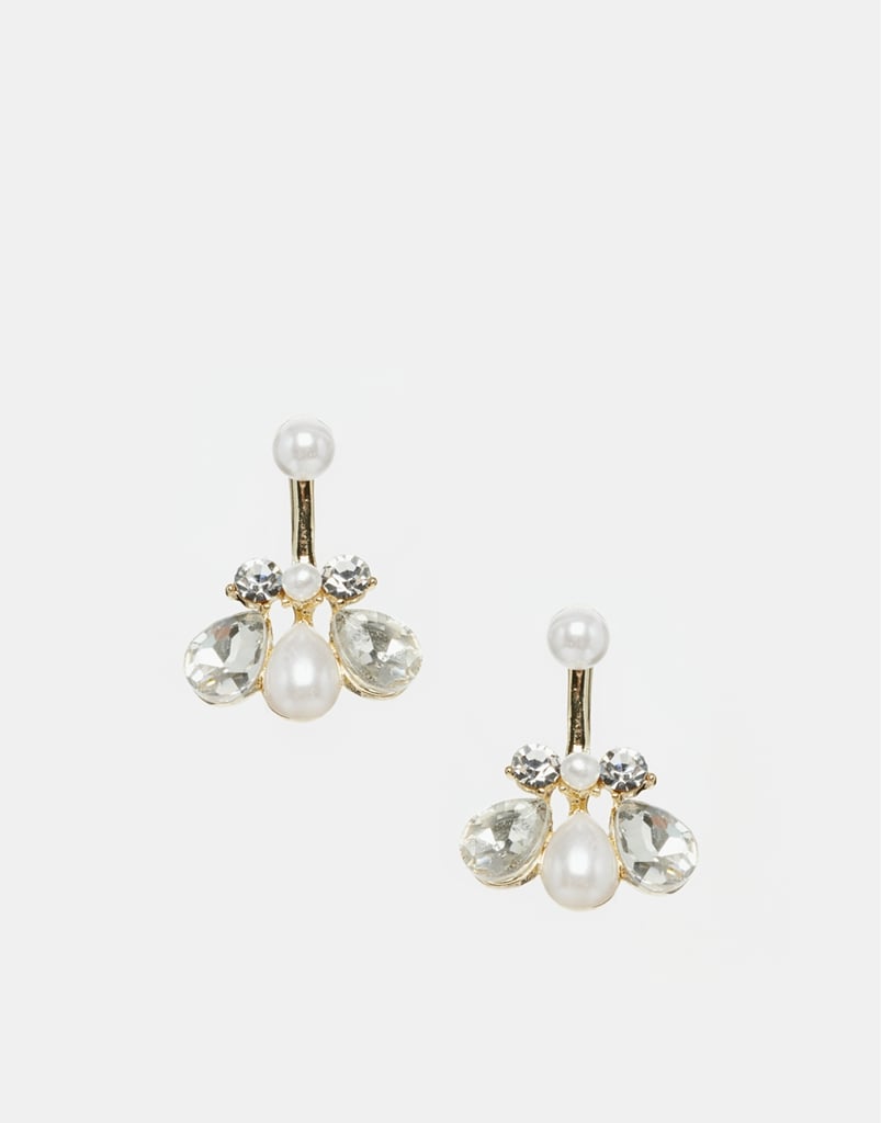 ASOS Collection Faux Pearl And Crystal Swing Earrings