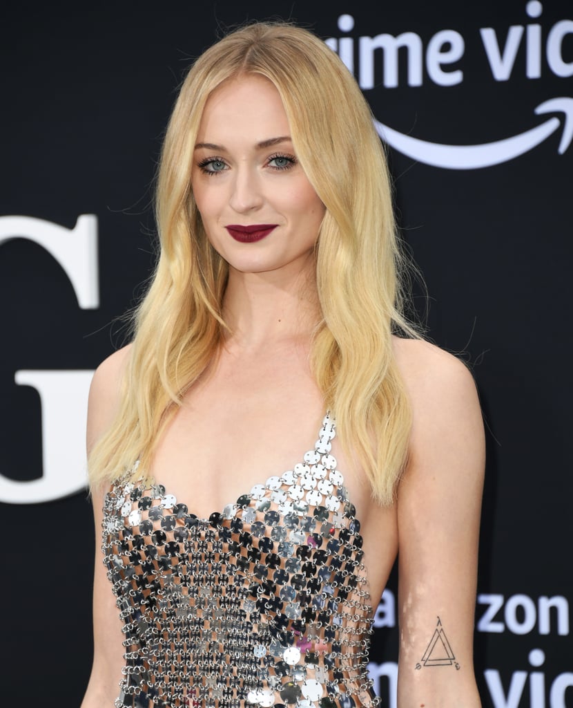 Sophie Turner Silver Chainmail Dress With Joe Jonas