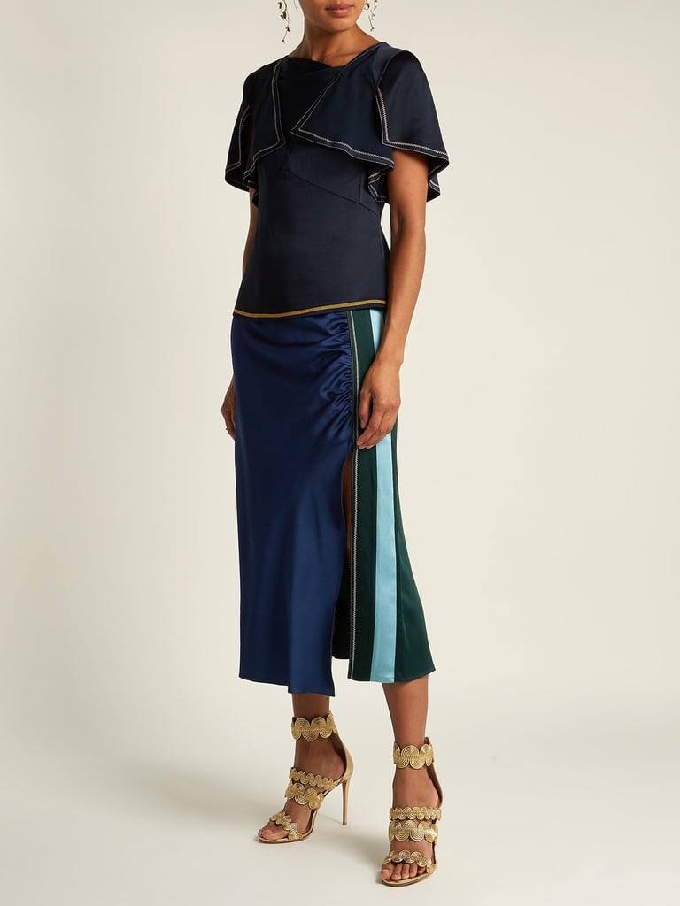 Peter Pilotto Stripe-Trimmed Crepe Pencil Skirt