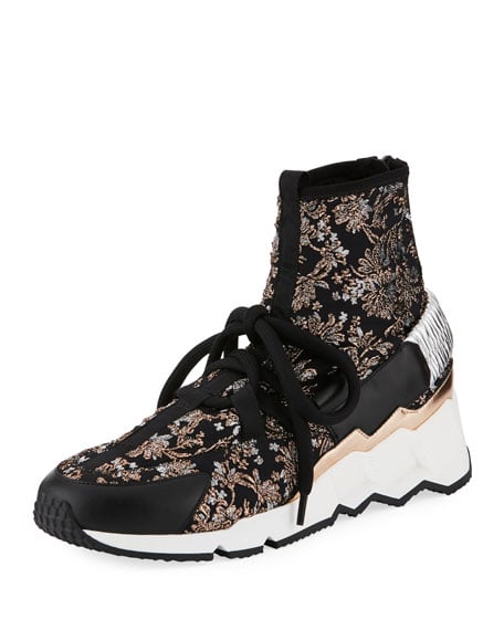 Pierre Hardy Comet Trek-Up Metallic Floral Jacquard Sneakers