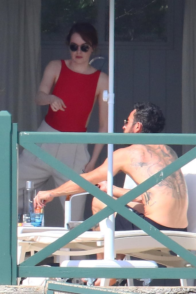 Emma Stone and Justin Theroux Beach Pictures May 2018