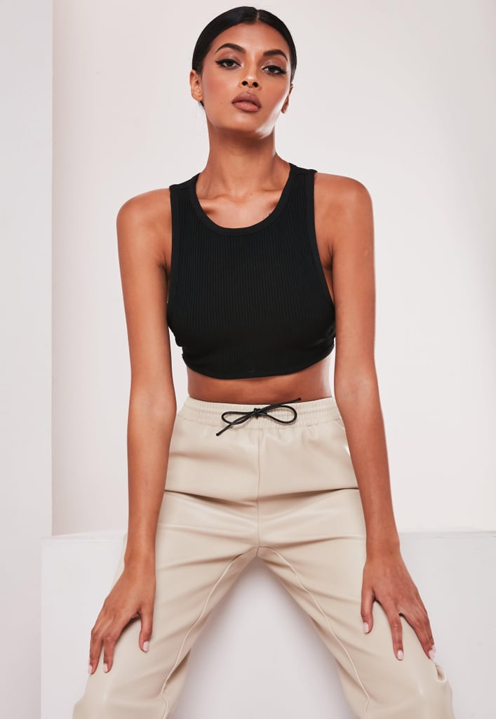 Sofia Richie x Missguided Black Rib Bandage Crop Top