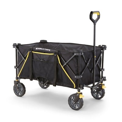 Gorilla Carts Collapsible All-Terrain Beach Wagon W/Oversized Bed and Built-In Cup Holders