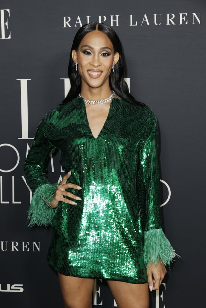 Mj Rodriguez Wore a Green Sequin Dress to Women in Hollywood