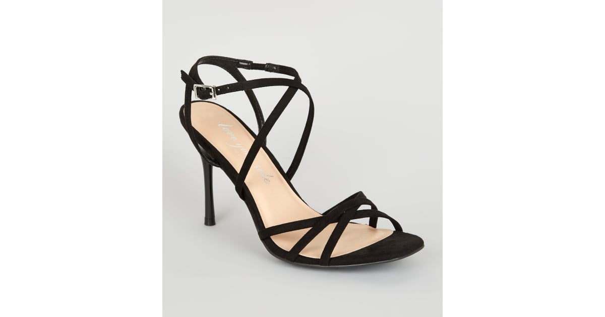 New Look Wide Fit Black Suedette Strappy Stiletto Heel Sandals | very.co.uk