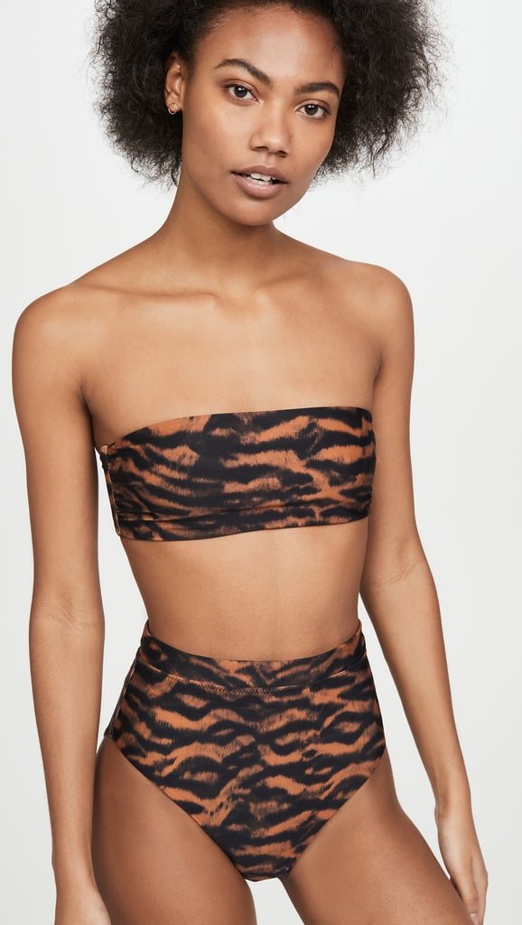 Upside Tiger Leopard Bandeau Bikini Top and High-Waisted Bottoms