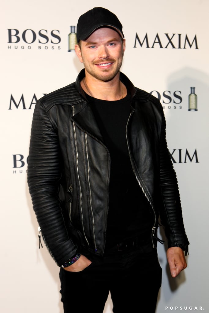 Kellan Lutz rocked a leather jacket at the Maxim party sponsored by Hugo Boss Parfums.