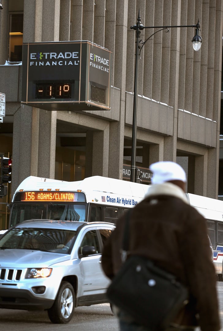 The temperature read 11 degrees Fahrenheit in Downtown Chicago