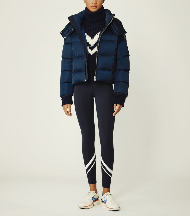 Tory Sport Cropped Performance Satin Down Jacket