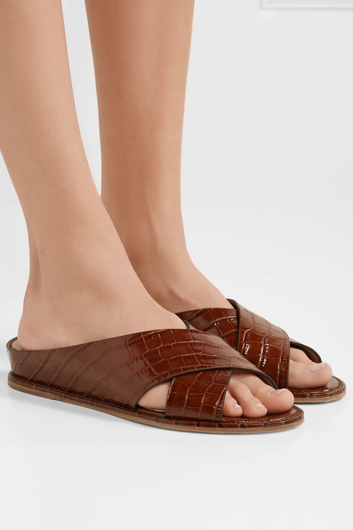 Gabriela Hearst Ellington Croc Effect Leather Wedge Sandals | Sandals ...