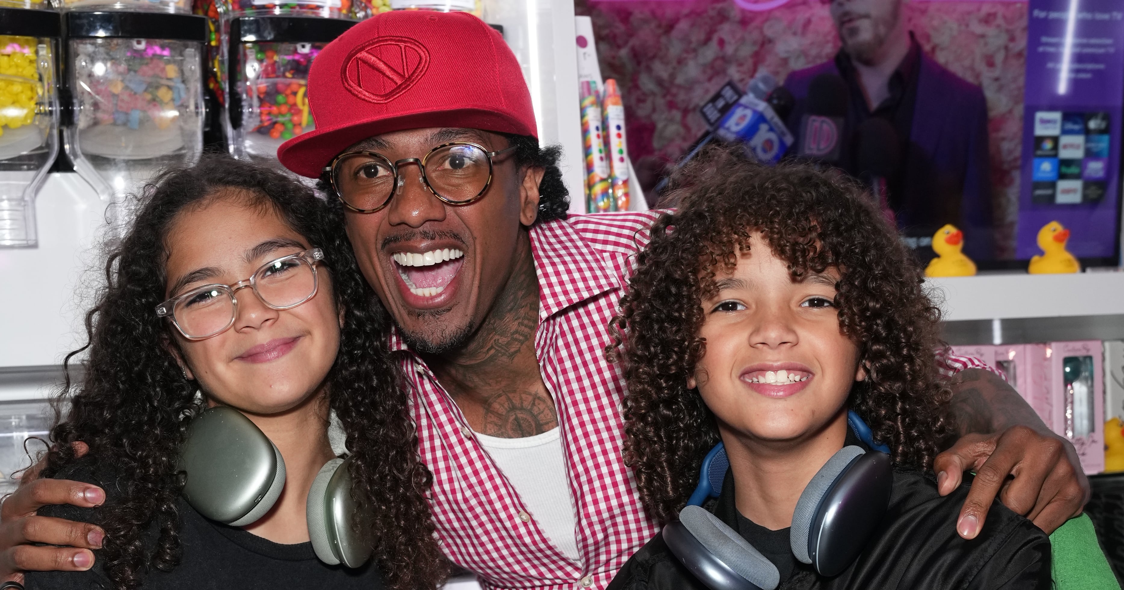 Nick Cannon, Monroe, and Moroccan at Sugar Factory Opening