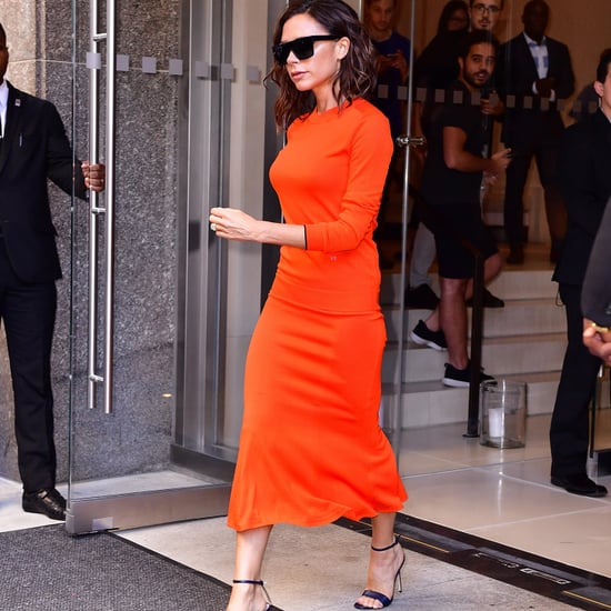 Victoria Beckham's Orange Outfit on Seth Meyers 2016