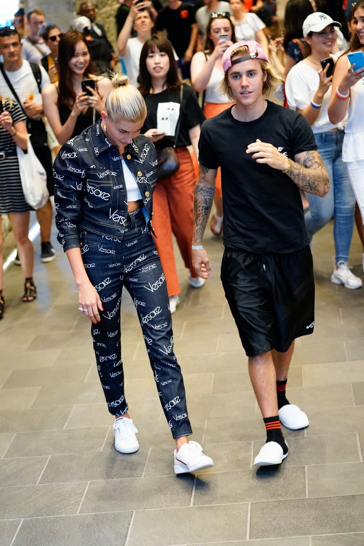 Hailey Baldwin Versace Denim Jacket and Jeans July 2018 | POPSUGAR