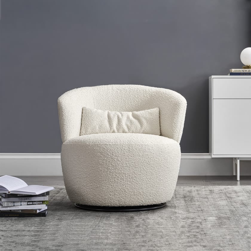 Something Fluffy: Castlery Amber BouclÃ© Swivel Chair | Best Cyber Monday Home Deals 2021 