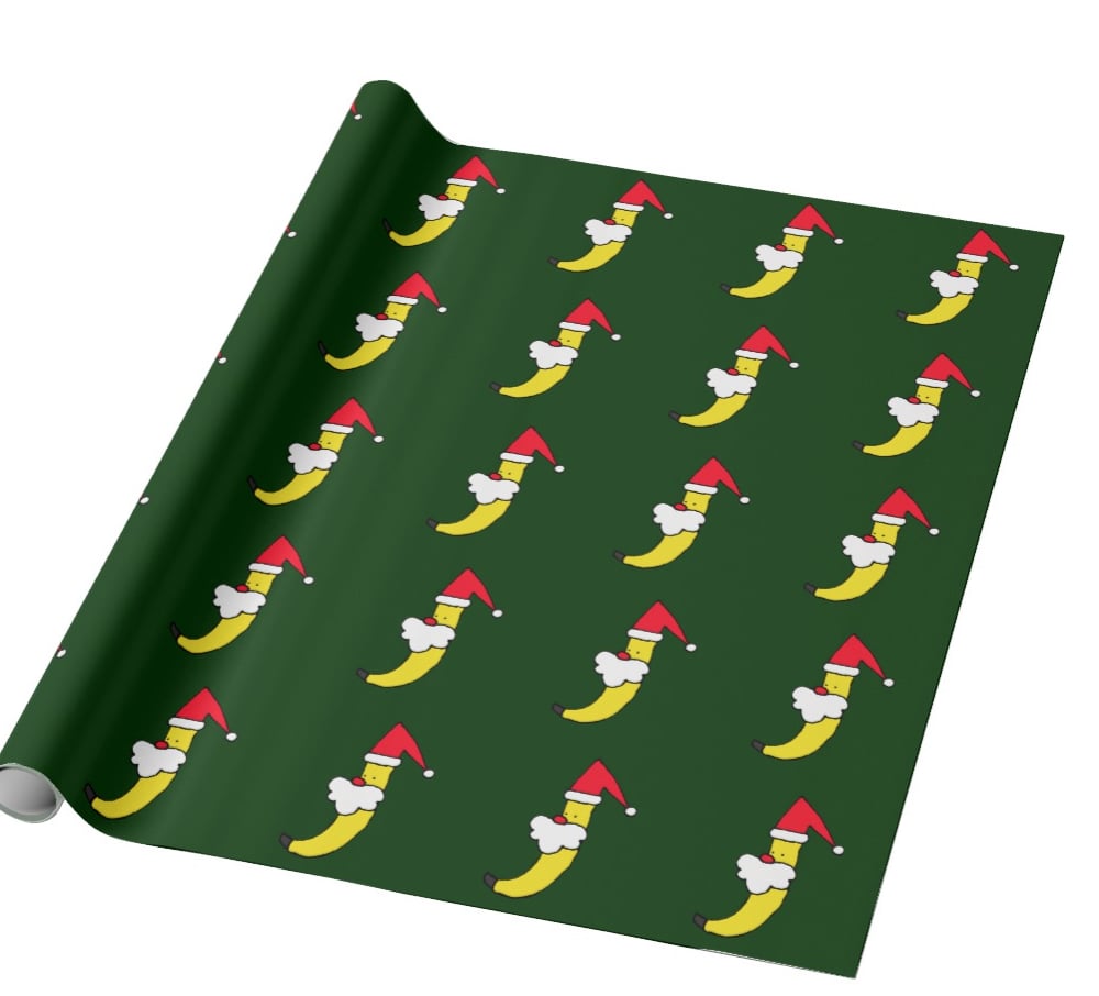 Funny Santa Banana Wrapping Paper