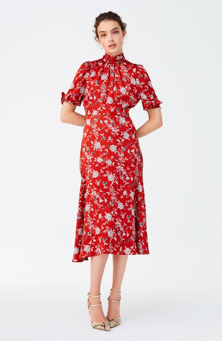 Chelsea28 Floral Satin Midi Dress