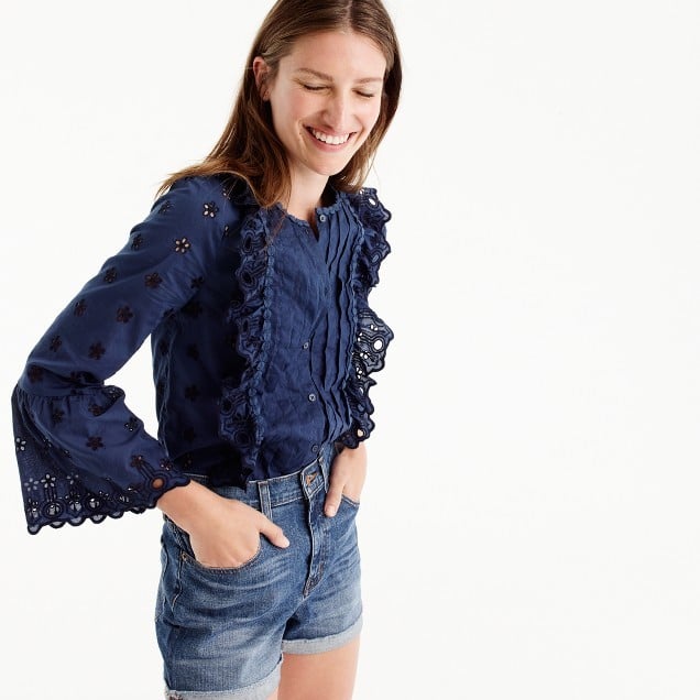 J.Crew Floral Eyelet Top