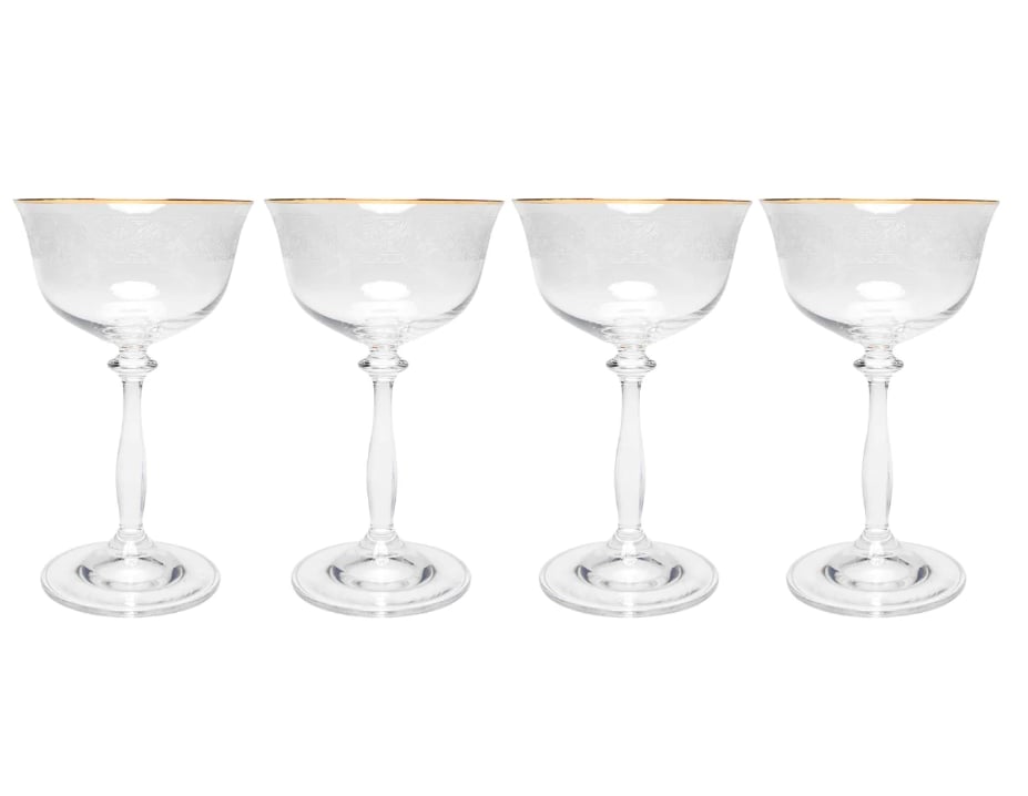 Biba Signature Set of 4 Crystal Champagne Saucers