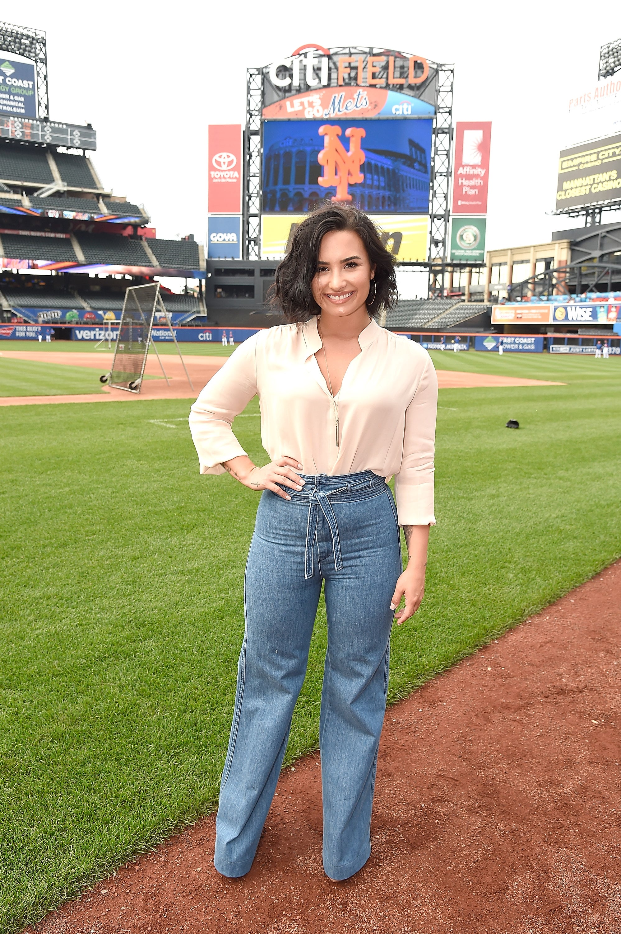 Demi Lovato Wearing Flared Jeans at Citi Field July 2016