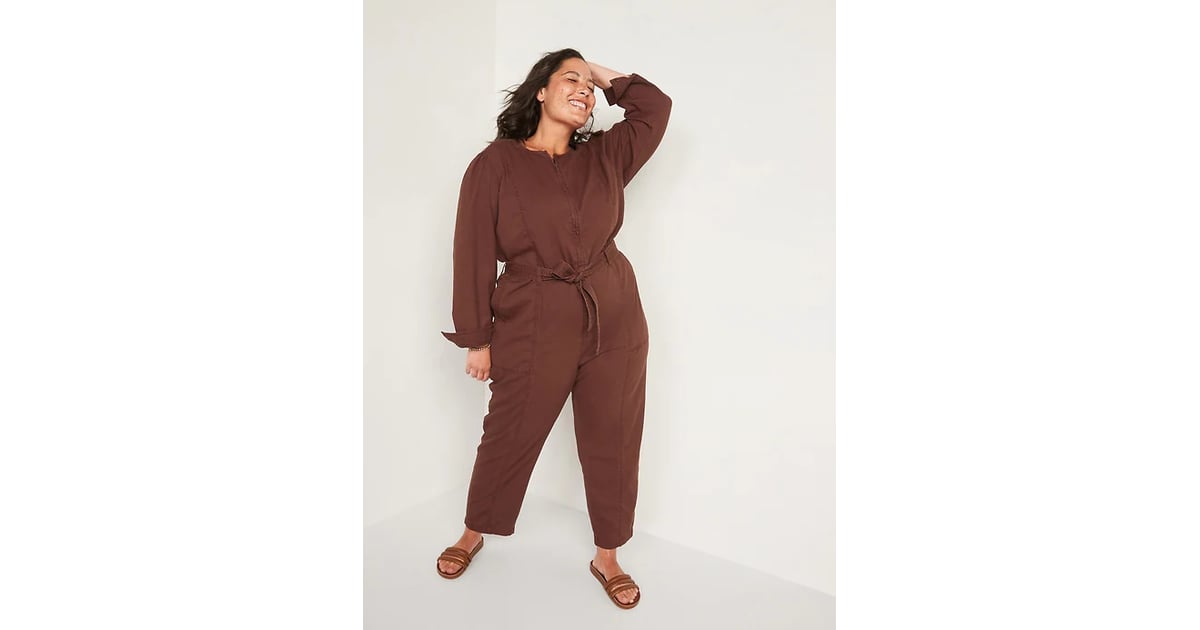Long-Sleeve Zip-Front Cropped Utility Jumpsuit for Women