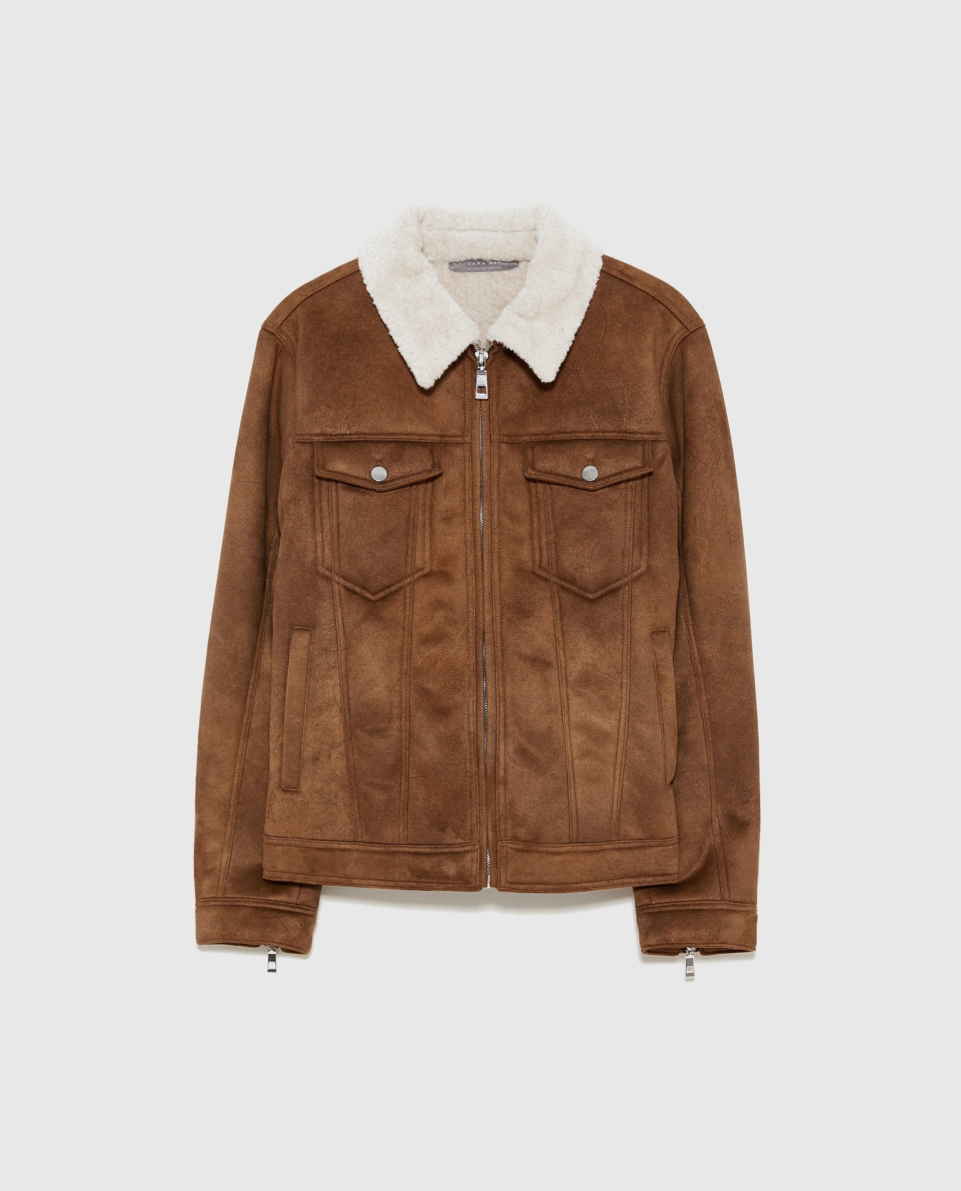 SUEDE FAUX SHEARLING JACKET