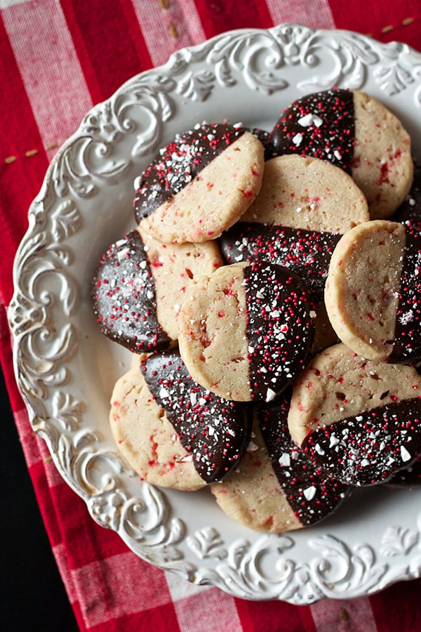 Dark-Chocolate-Dipped Peppermint Shortbread