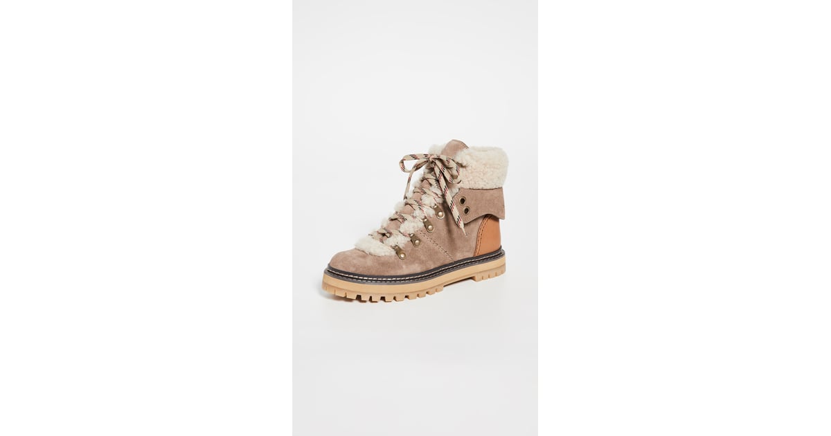 see by chloe eileen flat shearling hiker boots
