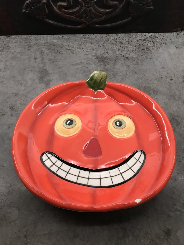 Vintage Halloween Pumpkin Jack-o'-Lantern Decorative Plate
