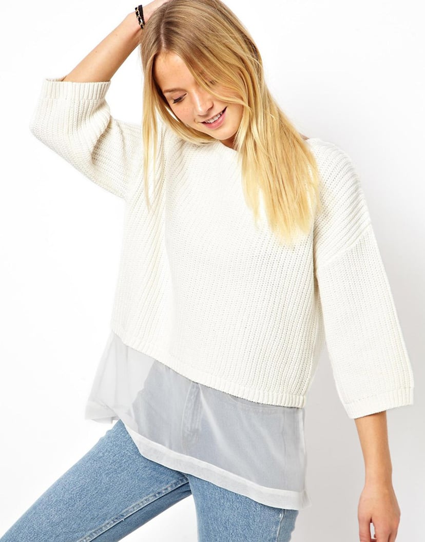 ASOS Cropped White Sweater With Sheer Insert Review