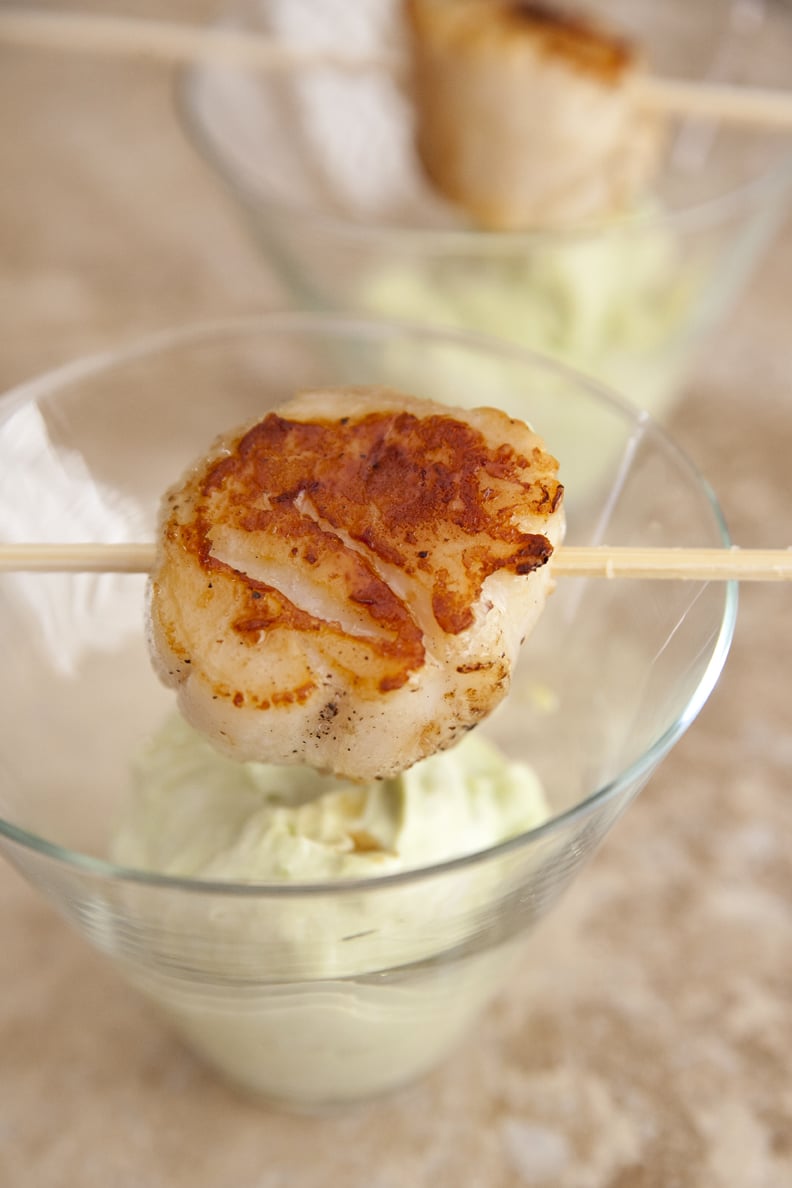 Seared Scallops With Avocado Mousse and Chipotle Sauce