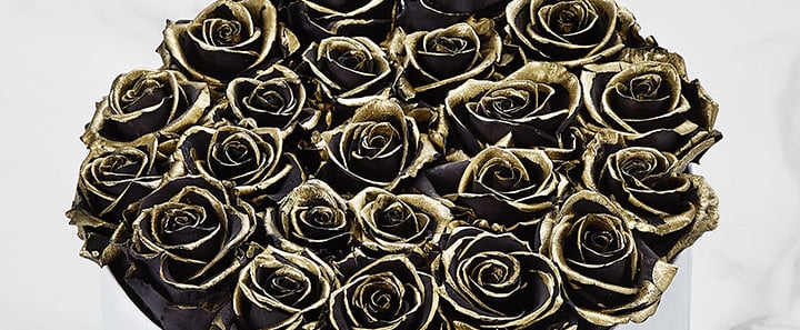 Where to Buy Gold-Kissed Black Roses For Valentine's Day