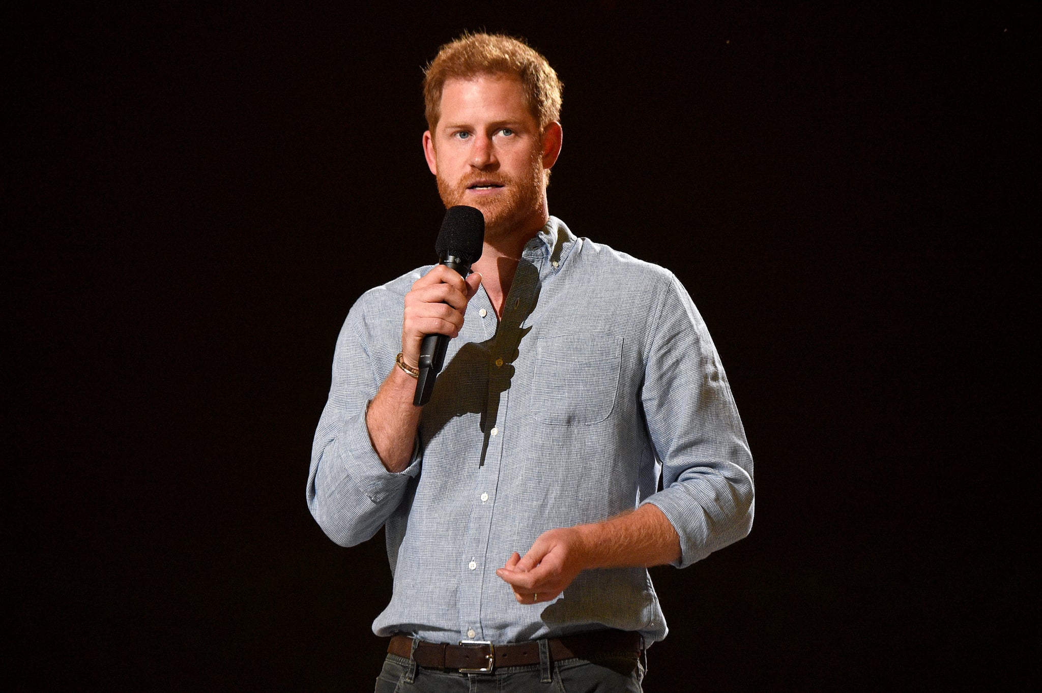 INGLEWOOD, CALIFORNIA: In this image released on May 2, Prince Harry, The Duke of Sussex speaks onstage during Global Citizen VAX LIVE: The Concert To Reunite The World at SoFi Stadium in Inglewood, California. Global Citizen VAX LIVE: The Concert To Reunite The World will be broadcast on May 8, 2021. (Photo by Kevin Mazur/Getty Images for Global Citizen VAX LIVE)