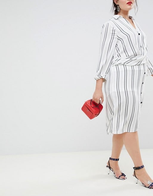 River Island Wrap Front Shirt Dress in Stripe
