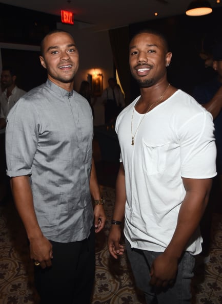 Jesse Williams and Michael B. Jordan looked handsome and laid-back at a Men's Fitness party in LA on Wednesday.