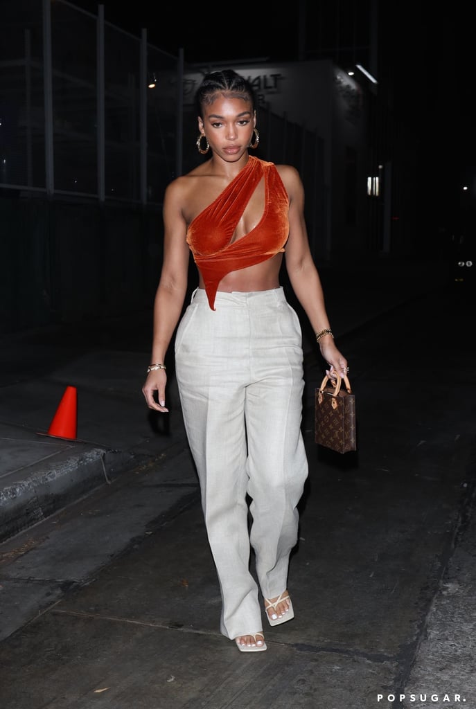 Lori Harvey's Velvet Orange Crop Top From Loudbrandstudios