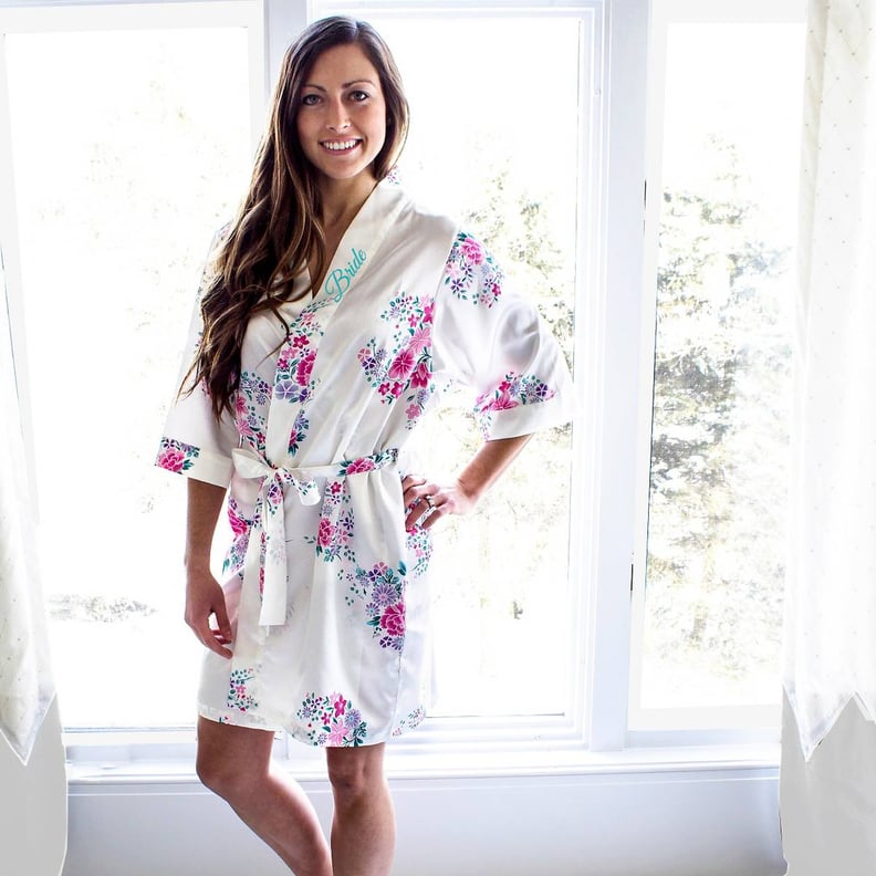 Cathy Bride Satin Floral Robe