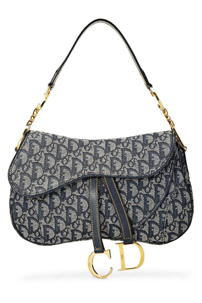 Dior Navy Trotter Canvas Double Saddle Bag Stylish Vintage Clothes to Give as Gifts For the