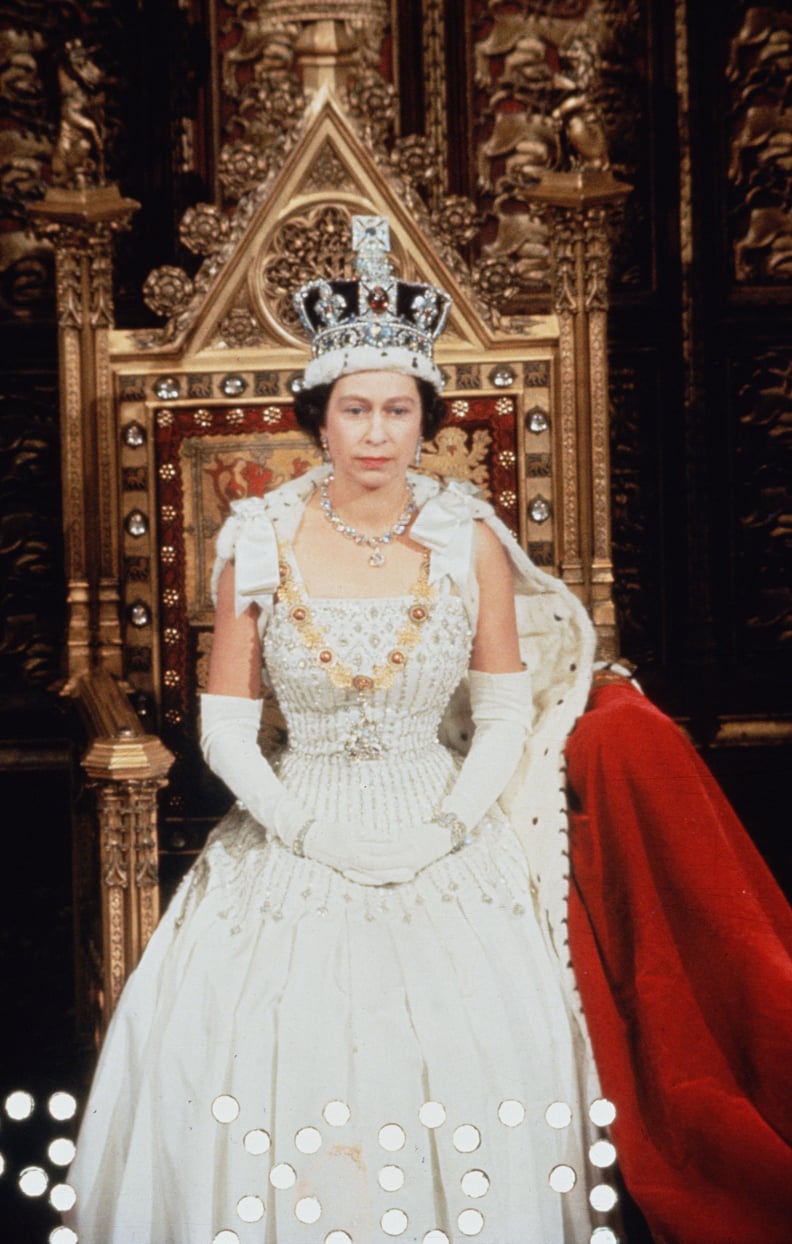 Queen Elizabeth II Wearing the Gown Designed by Norman Hartnell