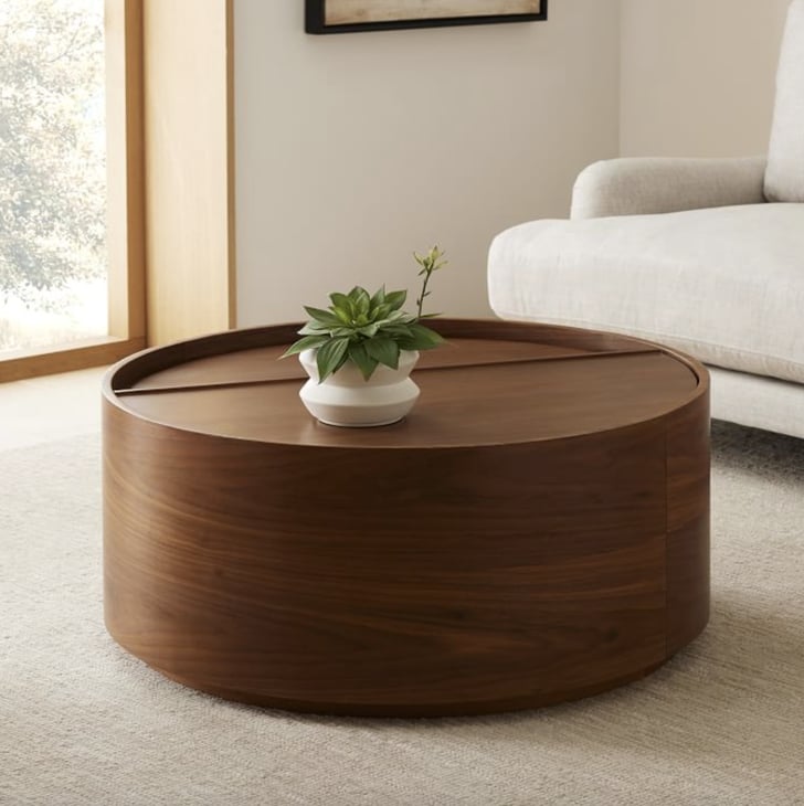 A Place to Store Blankets West Elm Volume Round Storage Coffee Table
