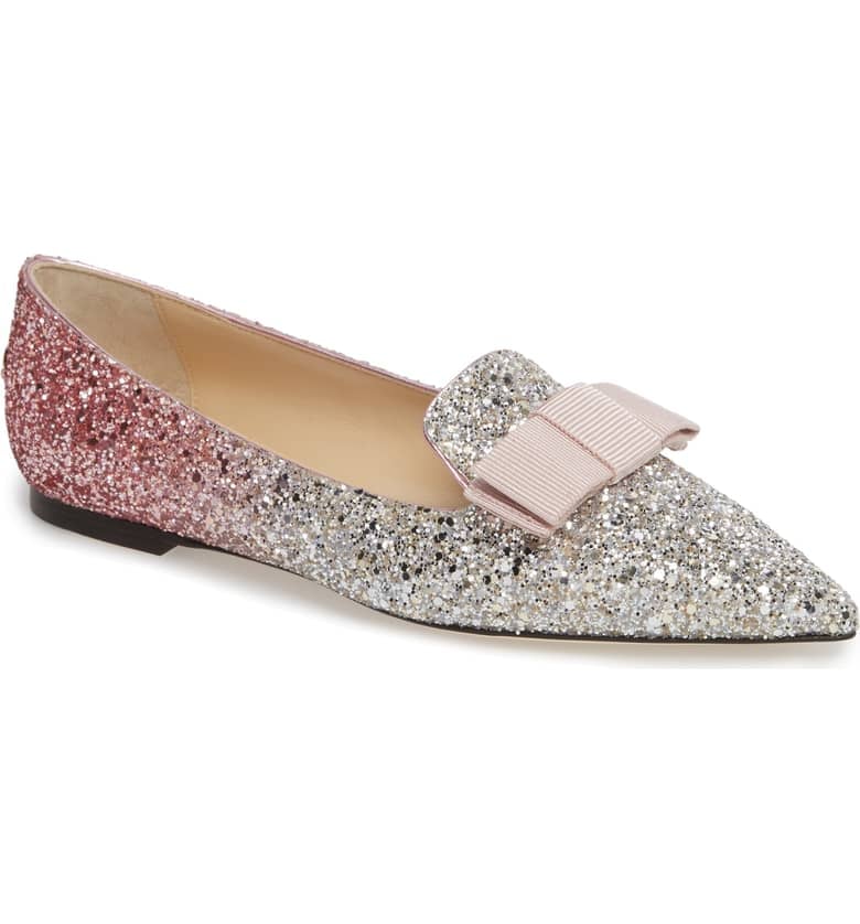 Jimmy Choo Glitter Bow Flat