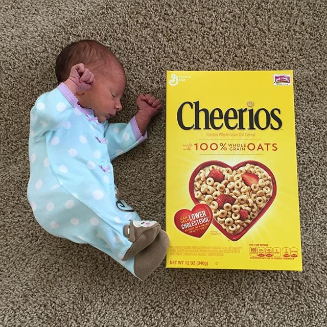 Baby vs. cereal box.