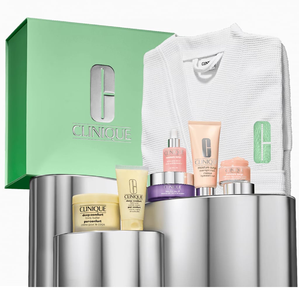 Clinique Moisture After Midnight Skincare Set ($100, originally $125)
Not to sound totally unhinged, but the fact that this holiday gift set boasts a $307 value and costs $100 flat right now has me practically salivating. It's also one of the better curations I've seen from a skin-care brand, since it skips the all-mini approach in favor of full-size bestsellers for both face and body.