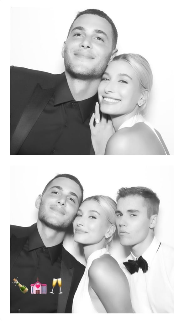 Hailey Wore a White Halter-Neck Dress For Her Reception